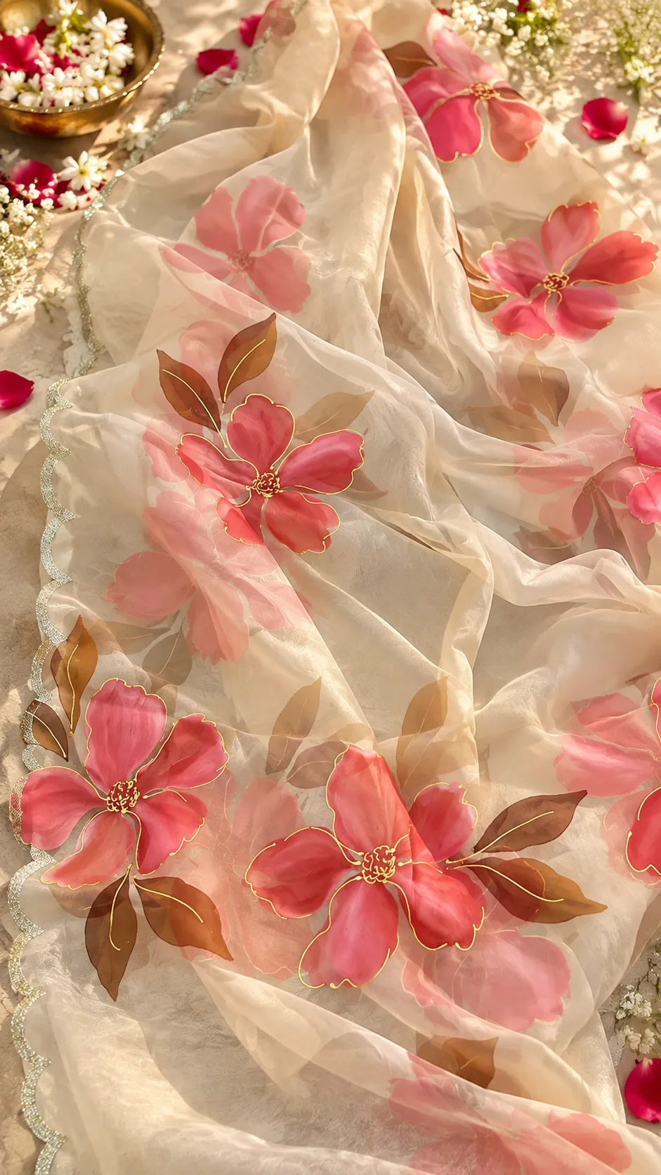 Coral Blooms, hand-painted