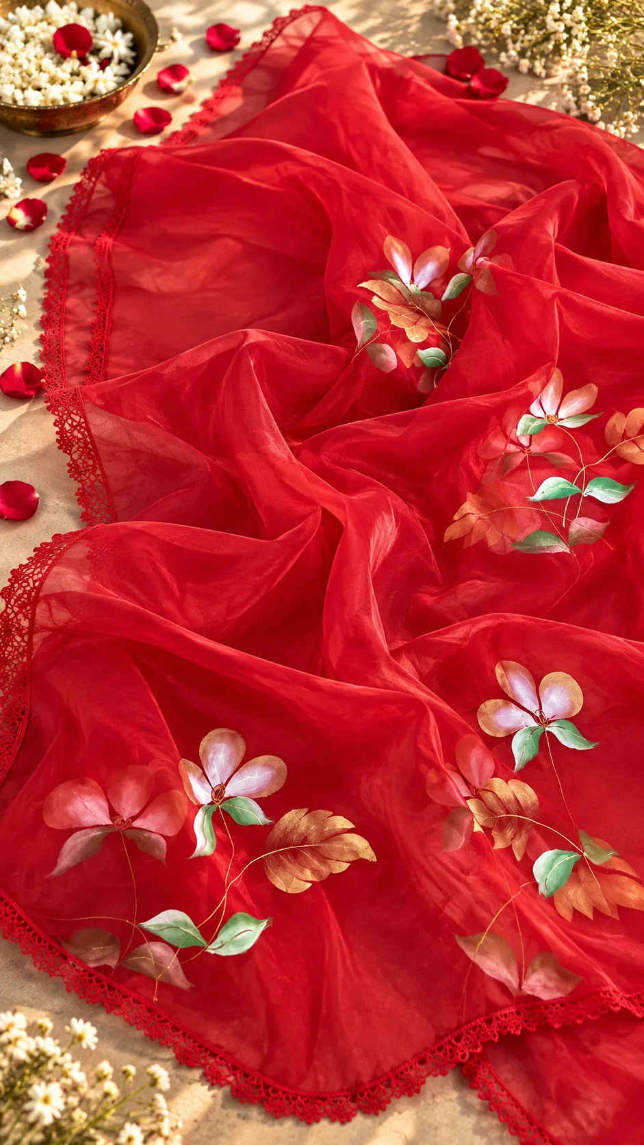 Scarlet Bloom, hand-painted