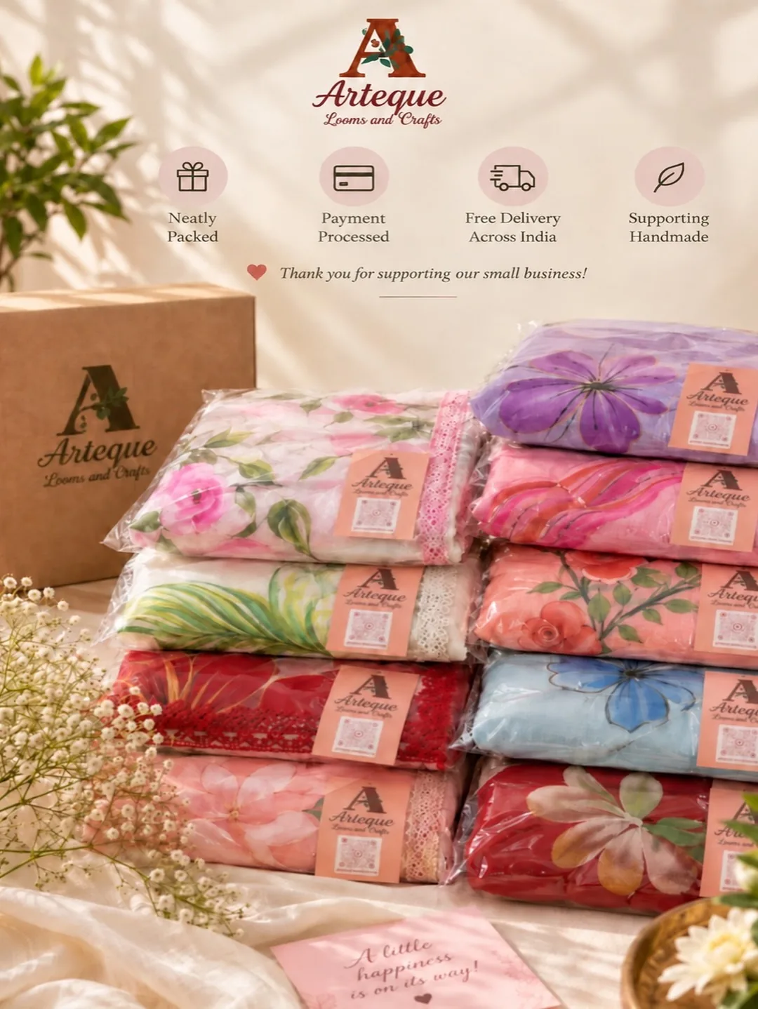 Packed & On Its Way: Neatly packed, with free delivery across India. A little happiness is on its way.