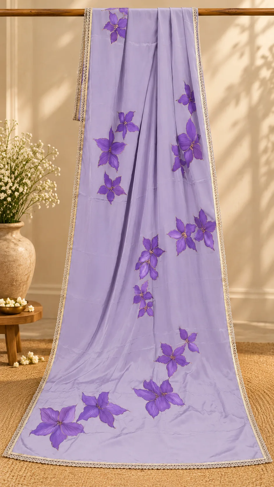 Lilac Reverie, hand-painted