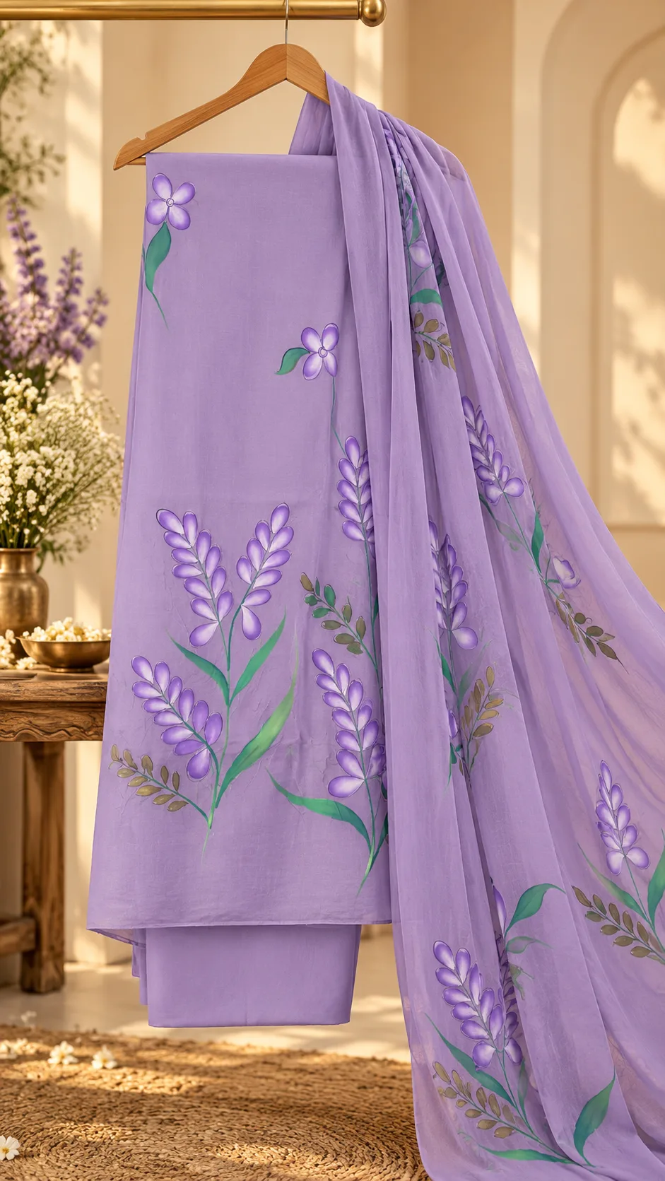 Lilac Grace Hand Painted Suit Set, hand-painted